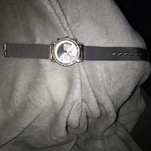 Bebe white silver diamond watch